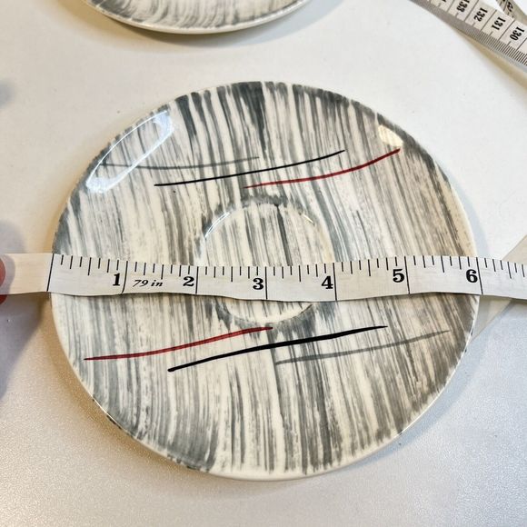 Stetson MCM Atomic Retro Prim Rose China  Teacups Saucers HIAWATHA  Set 3 - Picture 5 of 8